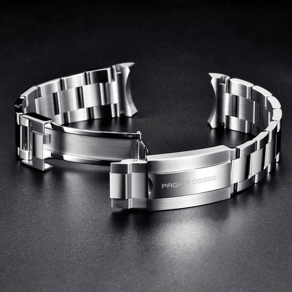 Pagani Design Luxury | Polished Stainless Steel 316L | Oyster Style Bracelet Silver - 20 mm
