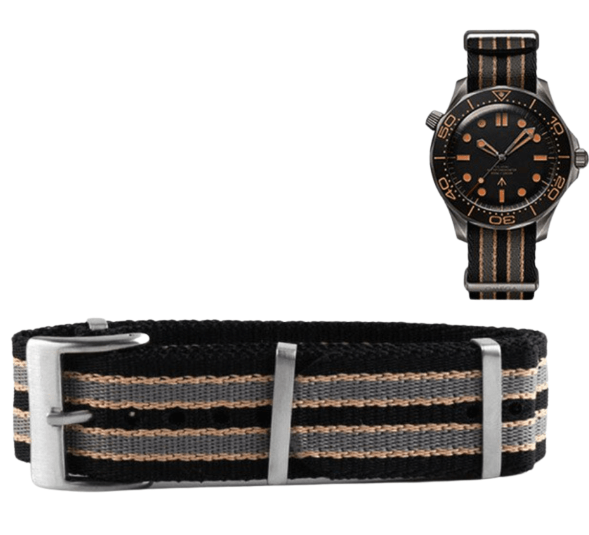Premium Nylon Straps and Bands 20mm With Stainless Steel Buckle - Bond 007 Beige