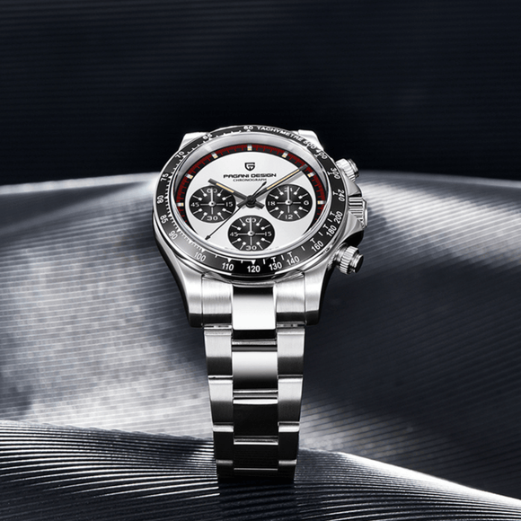 Pagani Design PD-1644 Paul Newman Chronograph Luxury Waterproof Movement Japanese VK63 | Stainless Steel Men's 40MM Watch - White Dial