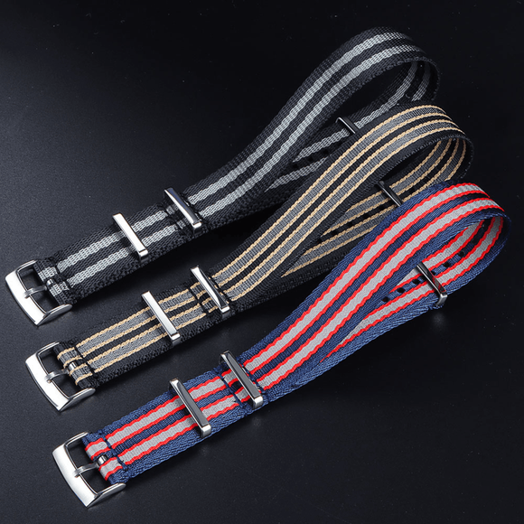 Premium Nylon Straps and Bands 20mm With Stainless Steel Buckle - Bond 007 Beige