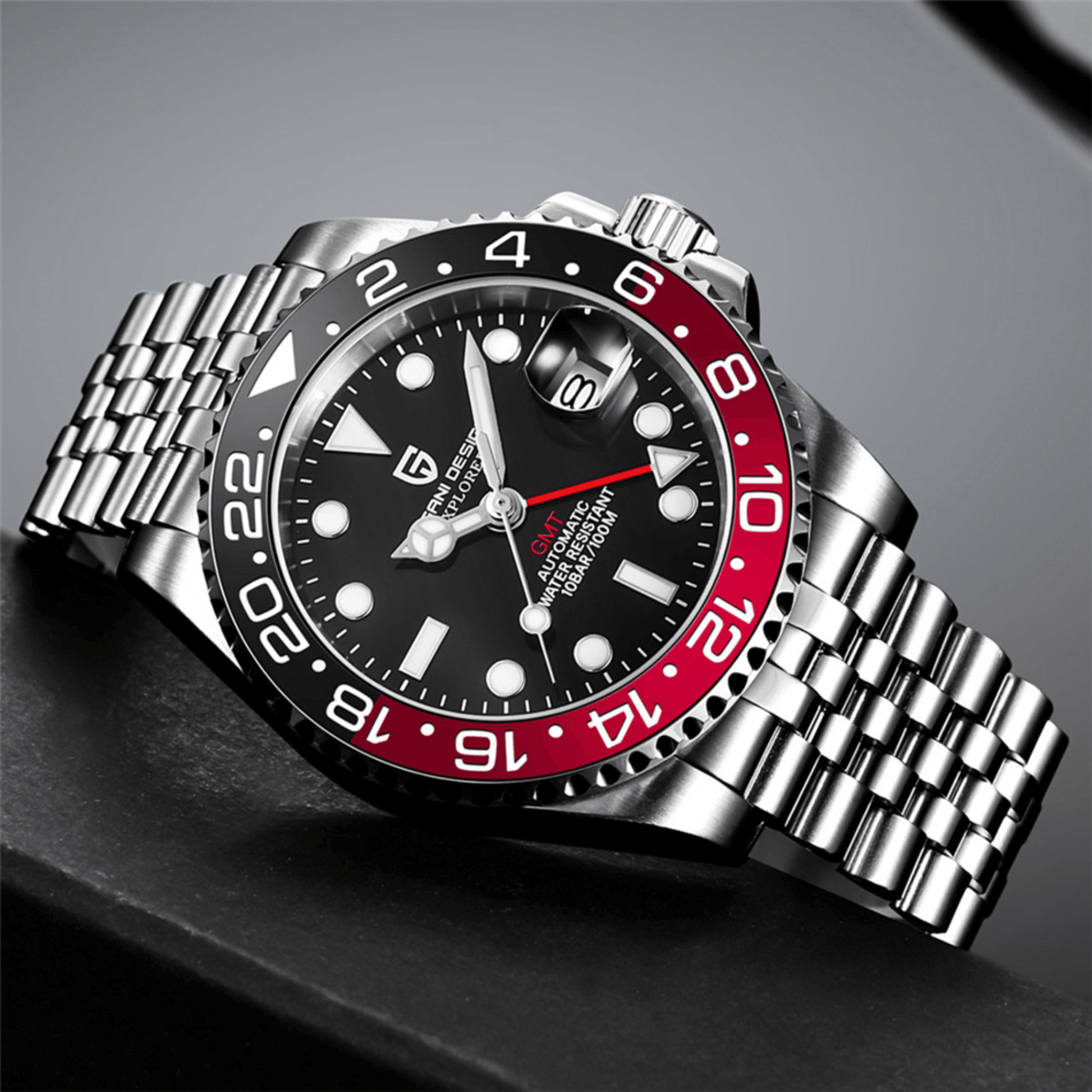 Pagani Design PD-1662 Waterproof Mechanical Automatic Watch Stainless Steel Men's 40MM Watch Coke - Jubilee Bracelet