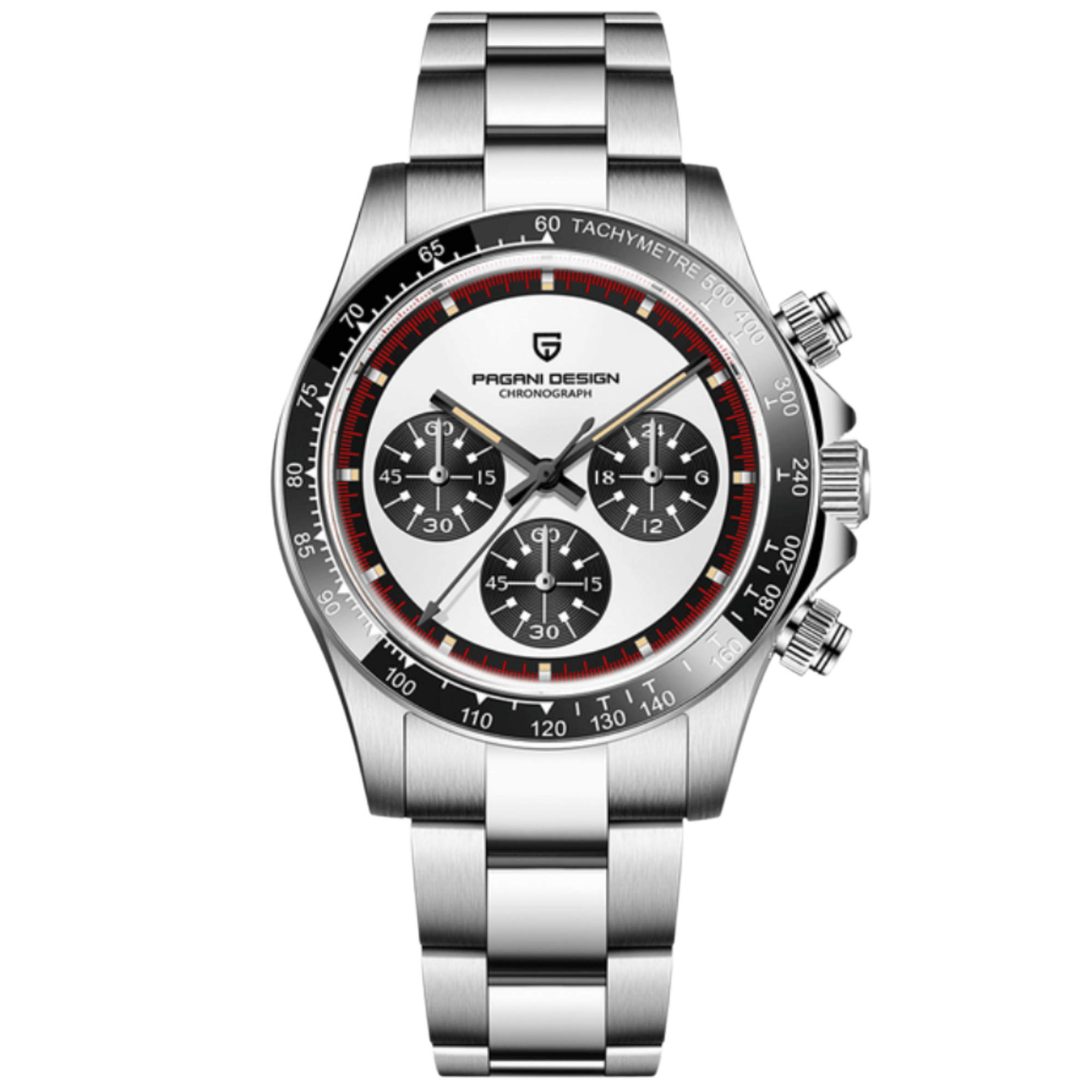 Pagani Design PD-1644 Paul Newman Chronograph Luxury Waterproof Movement Japanese VK63 | Stainless Steel Men's 40MM Watch - White Dial