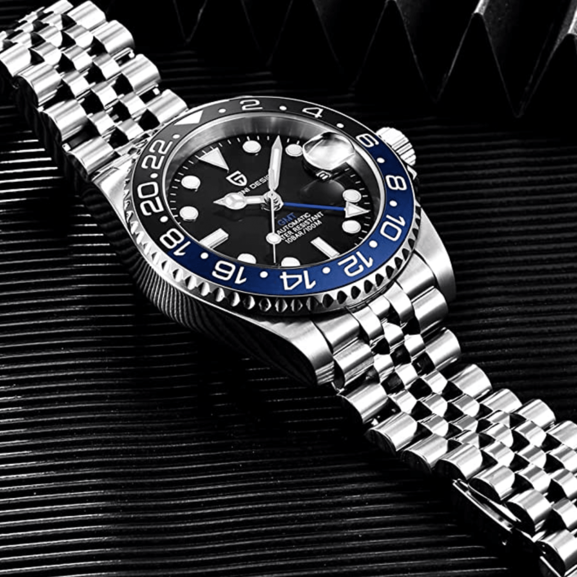 Pagani Design PD-1662 Seiko NH34 Movement equipped with AR AF Anti-Radiation Coating Automatic Watch Stainless Steel Men's Batman - Jubilee Bracelet