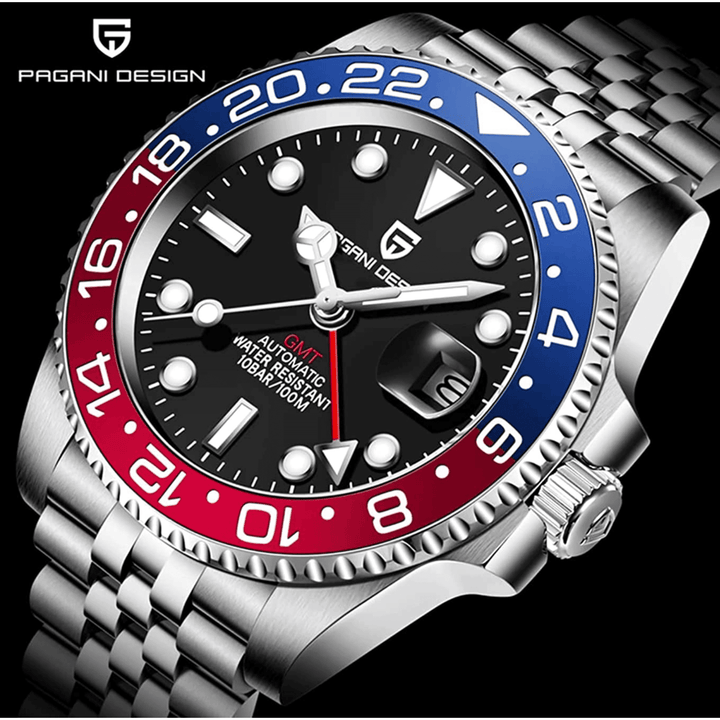 Pagani Design PD-1662 Seiko NH34 Movement equipped with AR AF Anti-Radiation Coating Automatic Watch Stainless Steel Men's Pepsi - Jubilee Bracelet