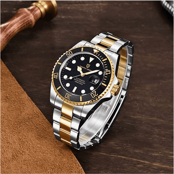 Pagani Design PD-1639 Waterproof Mechanical Automatic Stainless Steel Men's 43MM Watch Black - Dual Tone