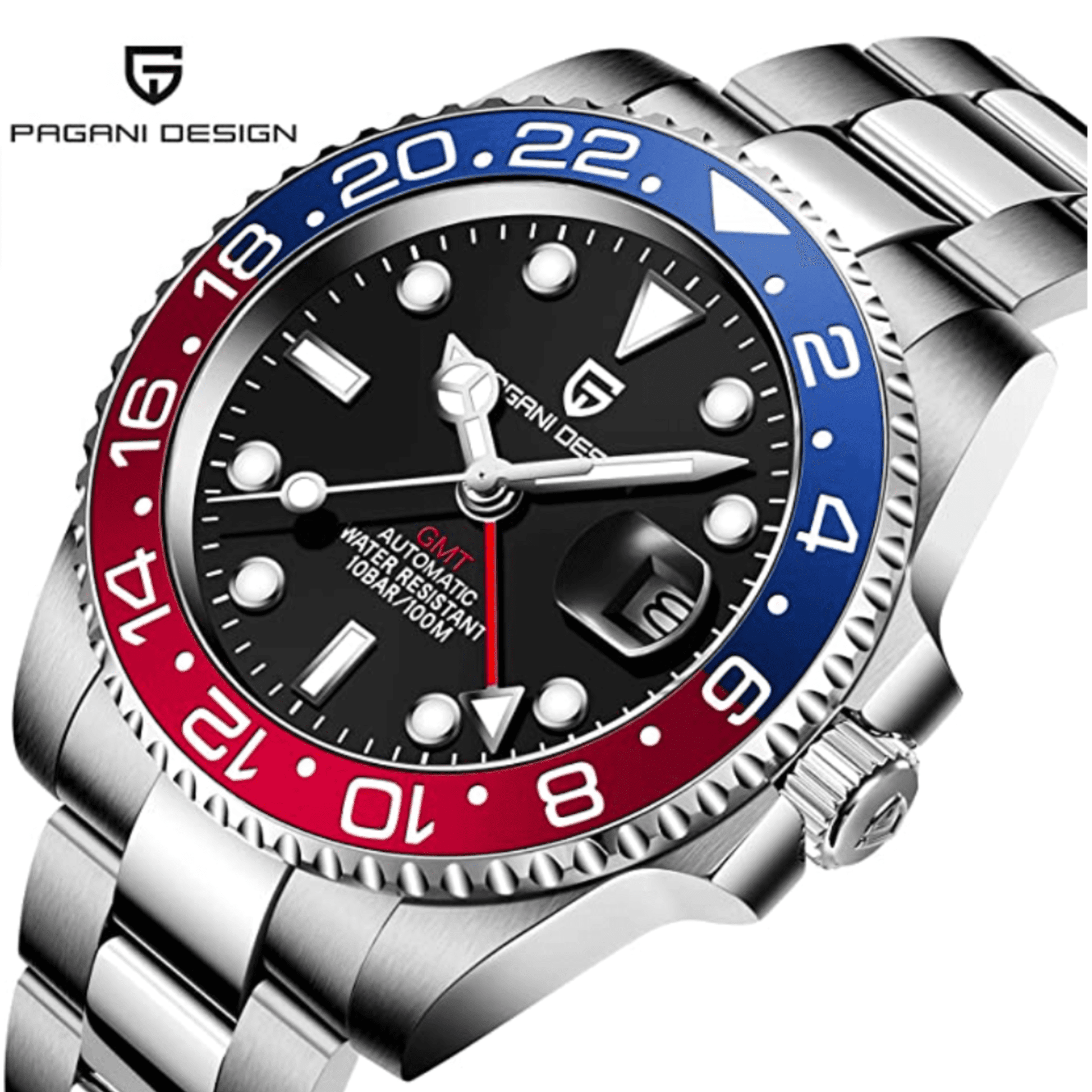 Pagani Design PD-1662 Seiko NH34 Movement equipped with AR AF Anti-Radiation Coating Automatic Watch Stainless Steel Men's Pepsi - Oyster Bracelet