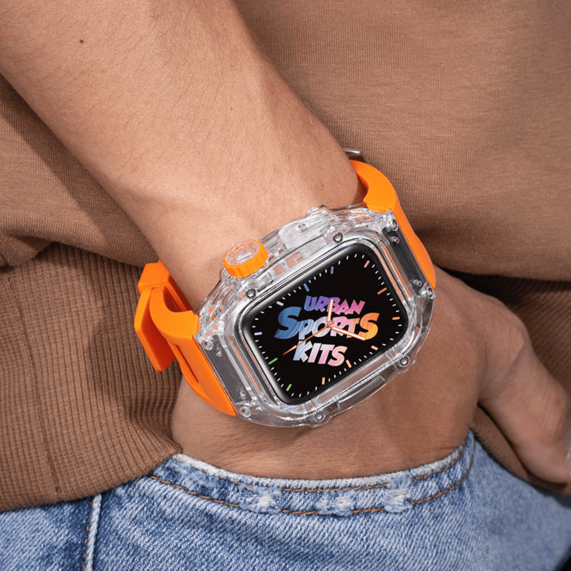 Mod Kit for Apple Watch | Luxury & Sporty Apple Watch Case | Replacement Apple Watch case for SE/3/4/5/6 accessory - 44 mm Bright Orange mod kits india dream watches apple watch