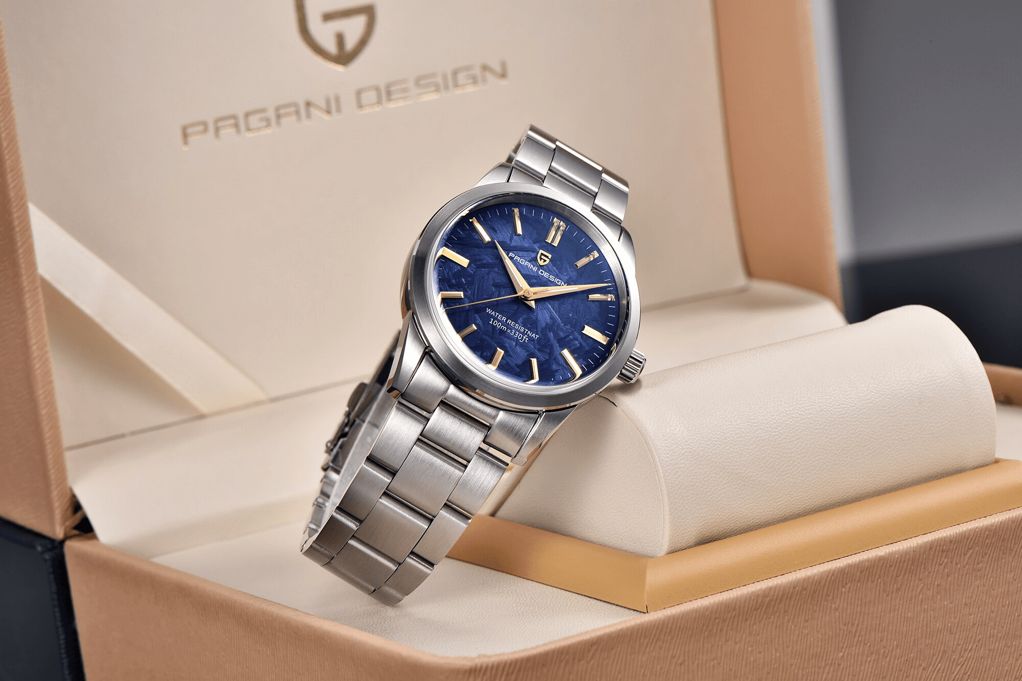 Pagani Design PD-1734 GS Luxury Quartz Movement Japanese VH31 | Stainless Steel Palm Leaf Dial Men's 40MM Watch