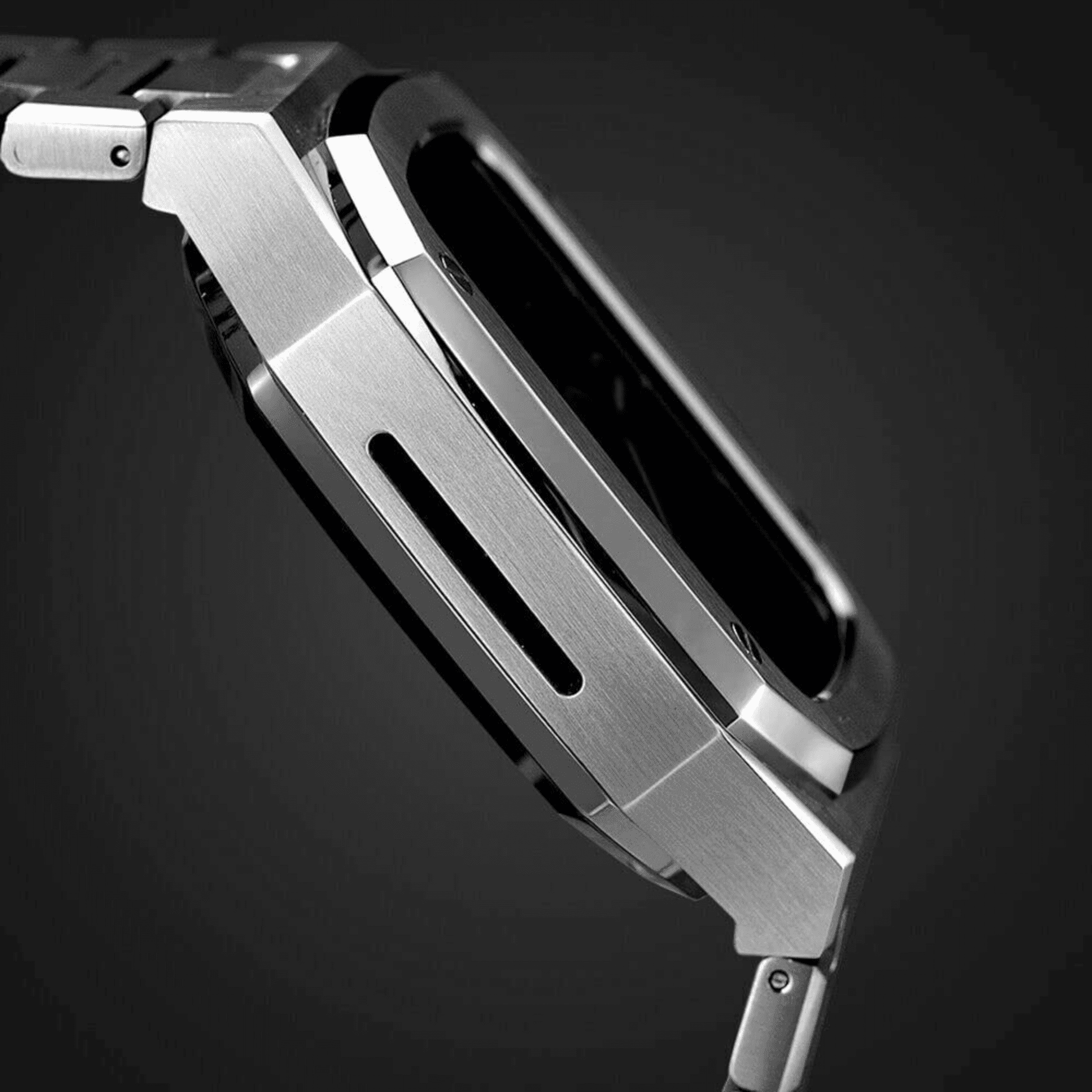Luxury Metal Mod Kit for Apple Watch | Leather & Stainless Steel Straps | Apple Watch 7/8 accessory 45 mm| Silver Case - Silver Band mod kits india dream watches apple watch