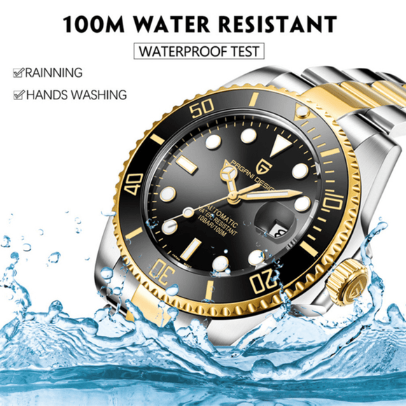 Pagani Design PD-1639 Waterproof Mechanical Automatic Stainless Steel Men's 43MM Watch Blue - Dual Tone