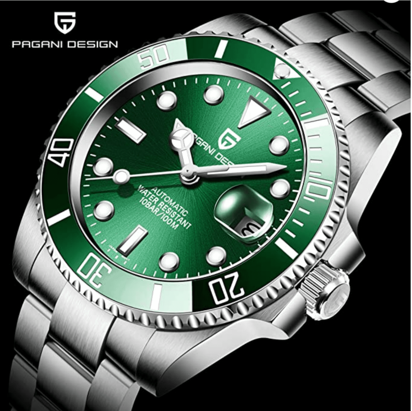 Pagani Design PD-1661 Waterproof Mechanical Automatic Watch Stainless Steel Men's 40MM Watch "Hulk" - DREAM WATCHES