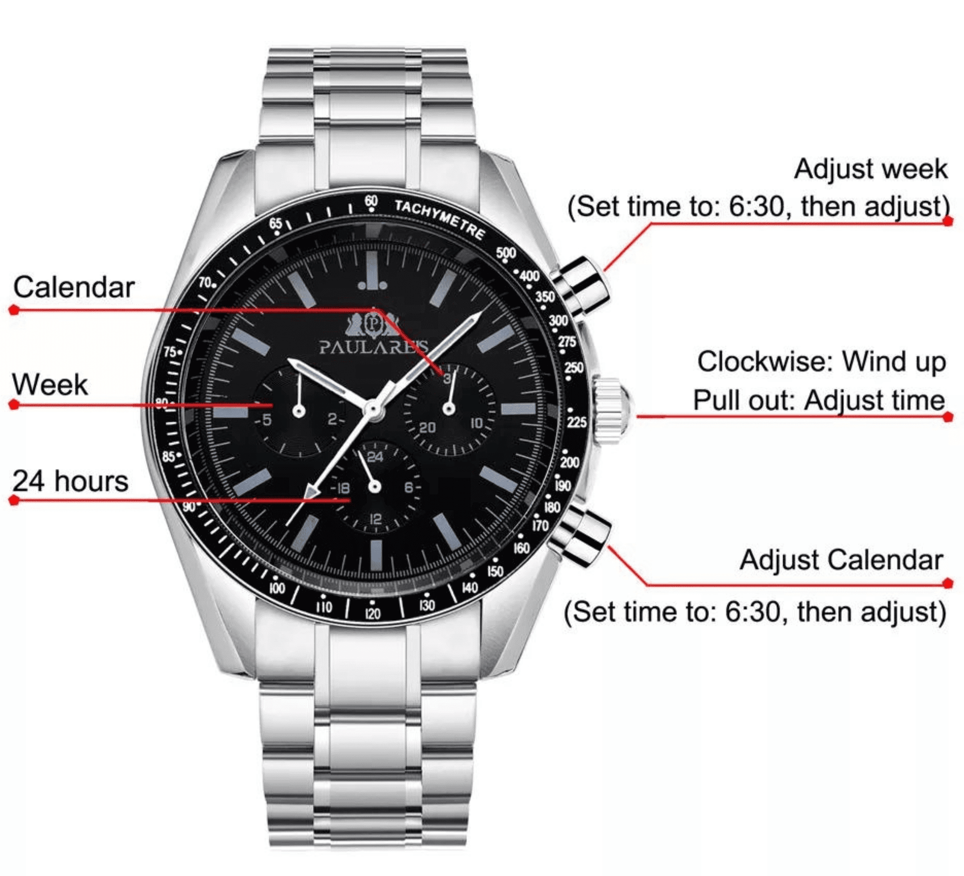 PAULAREIS Speedmaster Homage Automatic Movement | Stainless Steel Dial Men's 40MM Watch | Black Dial Paularies watches india dream watches