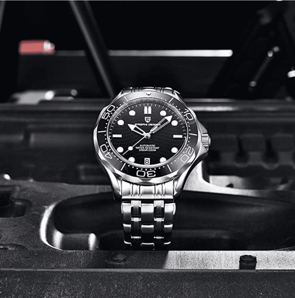 Pagani Design PD-1685 42MM (Japanese NH-35 Automatic Movement) Mechanical Watch 100M Waterproof Dive Watch Sapphire Stainless Steel Bracelet Watch 