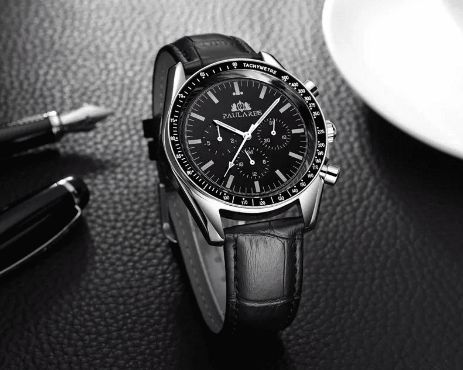 PAULAREIS Speedmaster Homage Automatic Movement | Stainless Steel Dial Men's 40MM Watch | Black Dial Paularies watches india dream watches