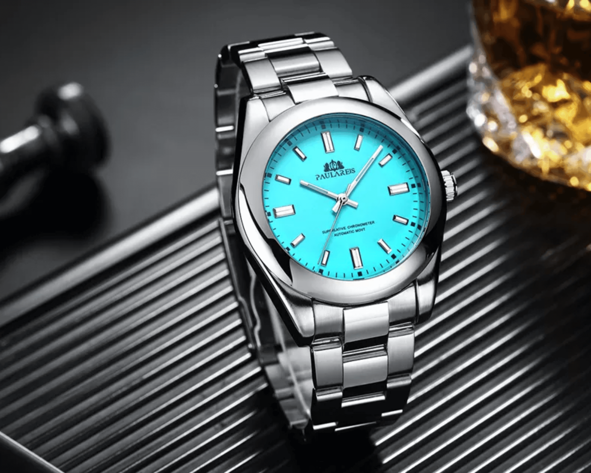 PAULAREIS Oyster Perpetual Homage Automatic Movement | Stainless Steel Dial Men's 40MM Watch | Tiffany Blue Dial Paularies watches india dream watches