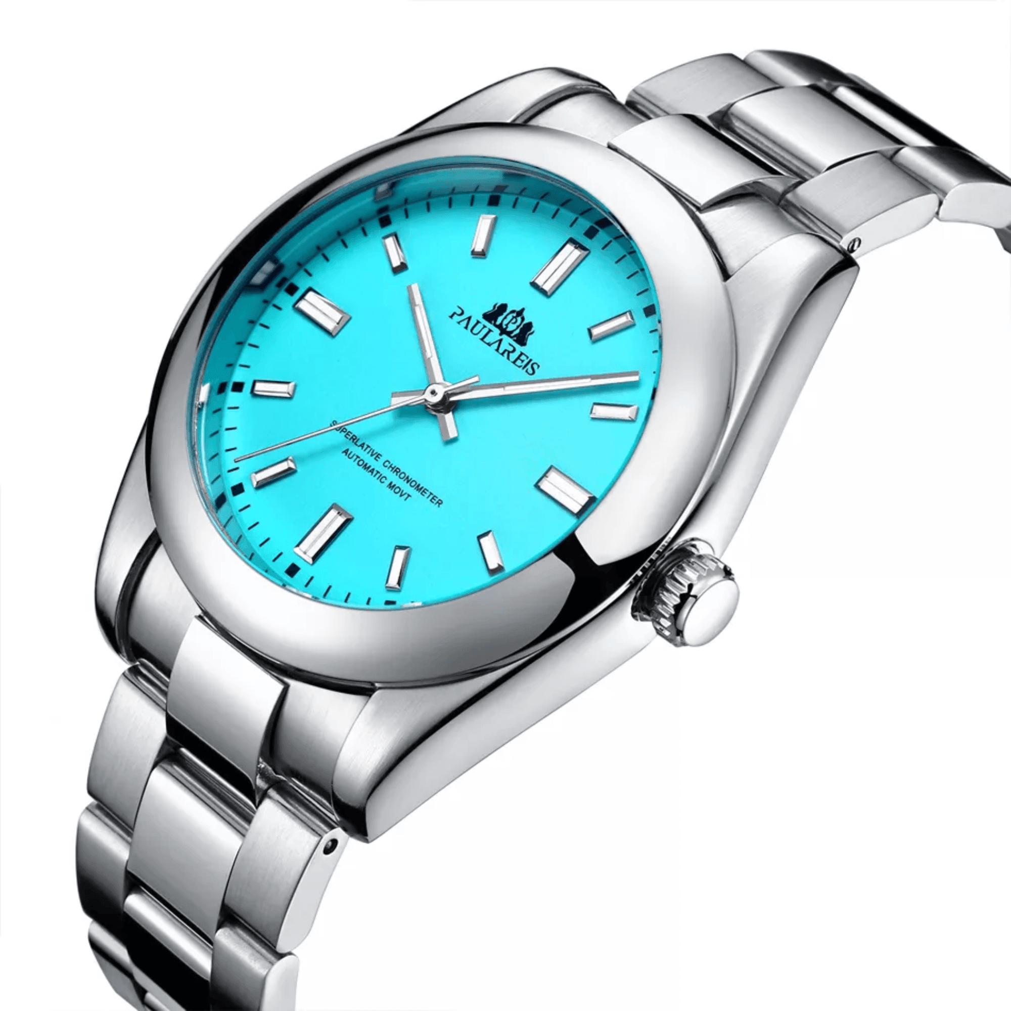 PAULAREIS Oyster Perpetual Homage Automatic Movement | Stainless Steel Dial Men's 40MM Watch | Tiffany Blue Dial Paularies watches india dream watches