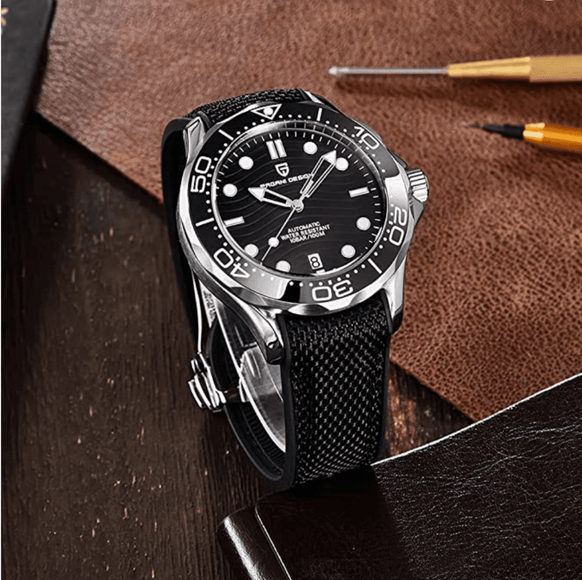 Pagani Design PD-1685 42MM (Japanese NH-35 Automatic Movement) Mechanical Watch 200M Waterproof Dive Watch Sapphire Stainless Steel Bracelet Watch Seamaster (Nylon Style Folding Clasp) - DREAM WATCHES
