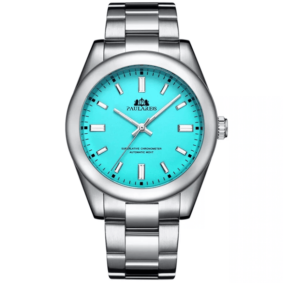 PAULAREIS Oyster Perpetual Homage Automatic Movement | Stainless Steel Dial Men's 40MM Watch | Tiffany Blue Dial Paularies watches india dream watches