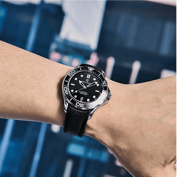 Pagani Design PD-1685 42MM (Japanese NH-35 Automatic Movement) Mechanical Watch 100M Waterproof Dive Watch Sapphire Stainless Steel Bracelet Watch 