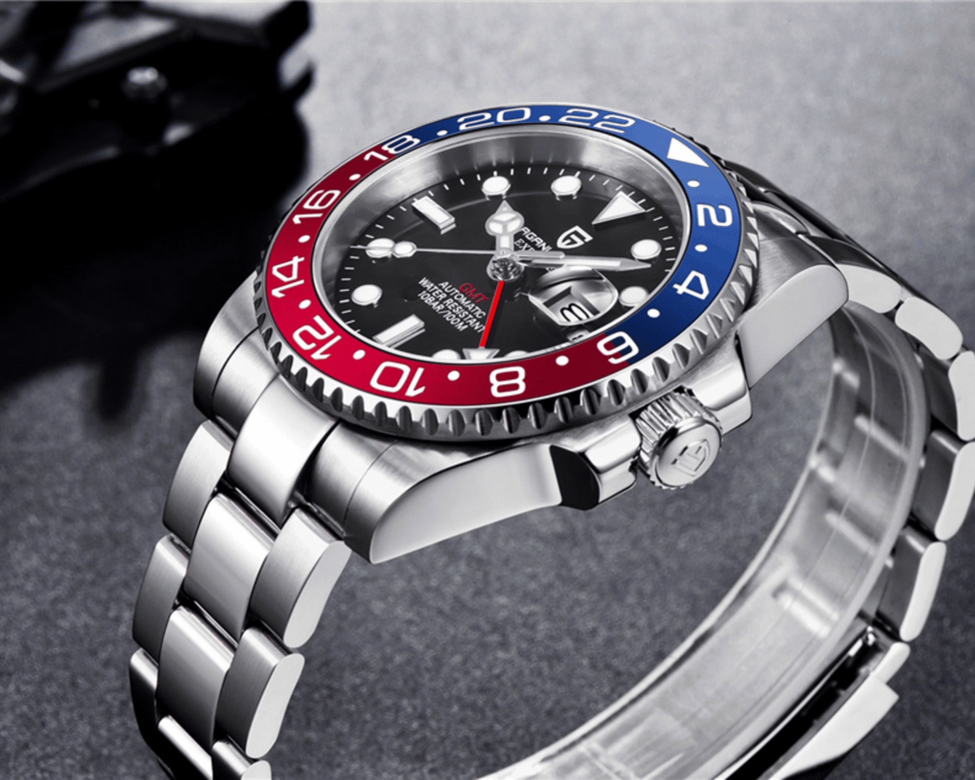 Pagani Design PD-1662 Seiko NH34 Movement equipped with AR AF Anti-Radiation Coating Automatic Watch Stainless Steel Men's Pepsi - Oyster Bracelet