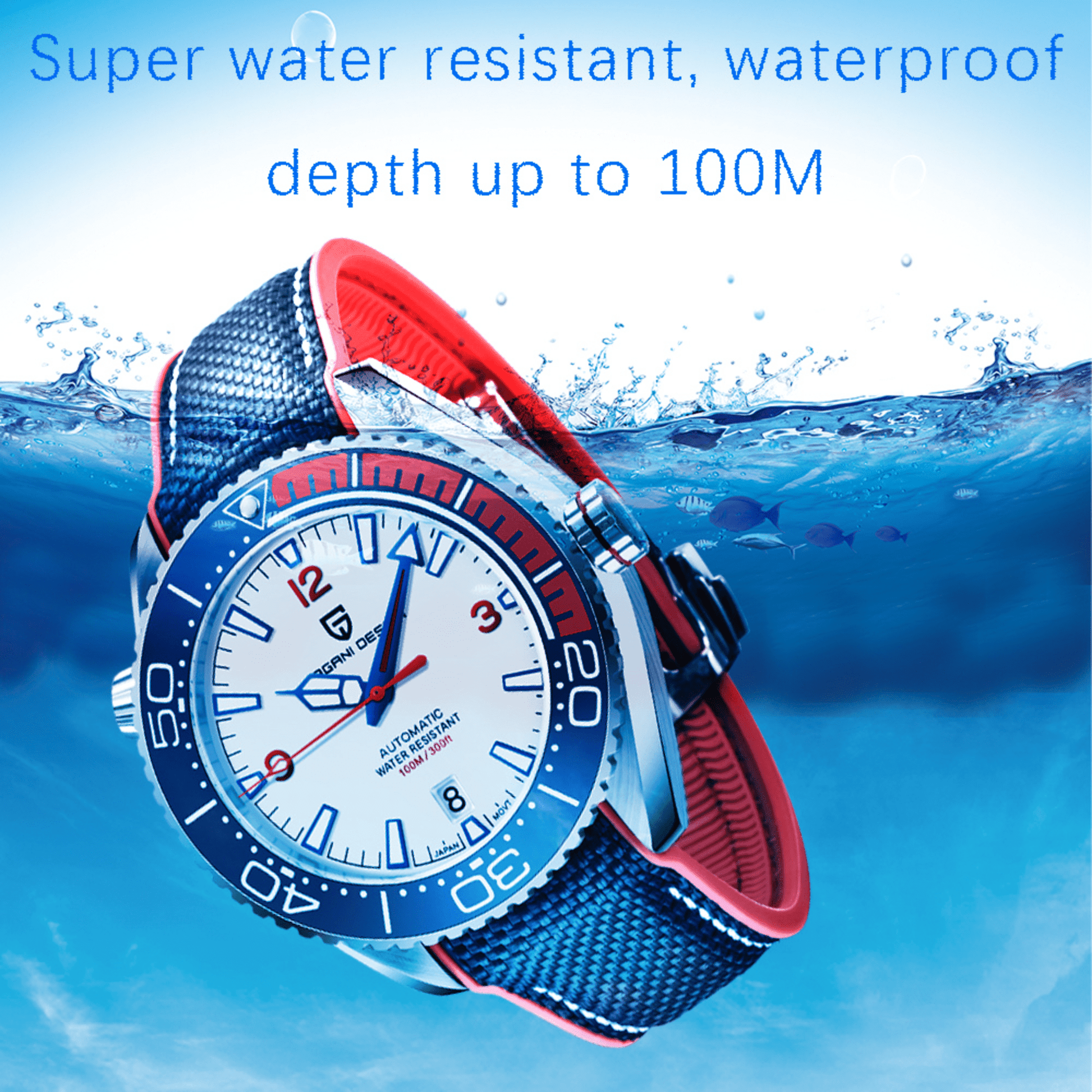 Pagani Design PD-1679M 42MM Japanese NH-35 Automatic Movement Mechanical Watch 100M Waterproof Dive Watch Sapphire Stainless Steel Bracelet Watch "Seamaster 300" - White Dial