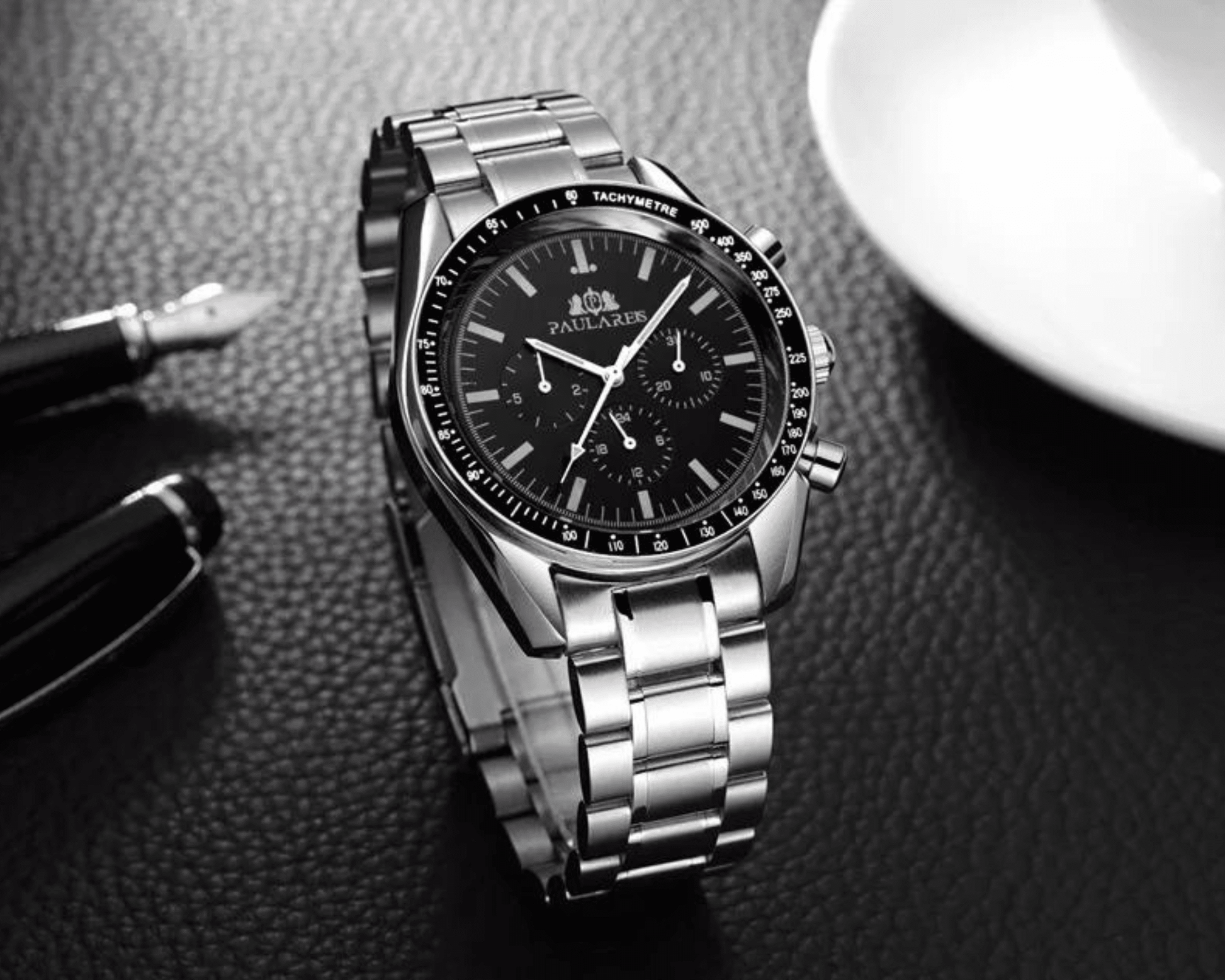PAULAREIS Speedmaster Homage Automatic Movement | Stainless Steel Dial Men's 40MM Watch | Black Dial Paularies watches india dream watches