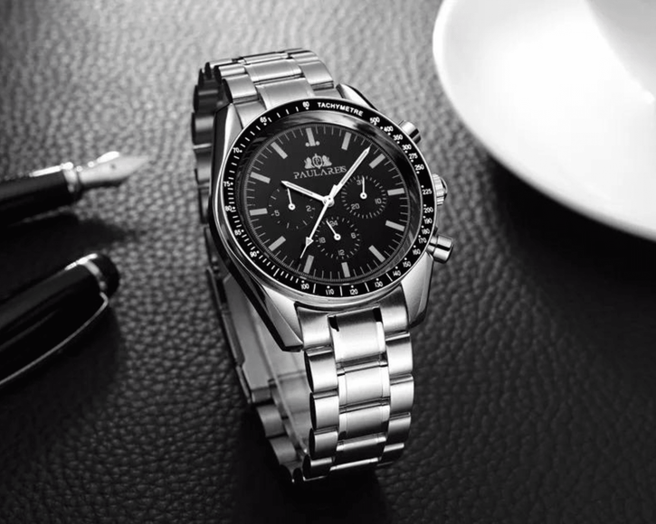 PAULAREIS Speedmaster Homage Automatic Movement | Stainless Steel Dial Men's 40MM Watch | Black Dial Paularies watches india dream watches