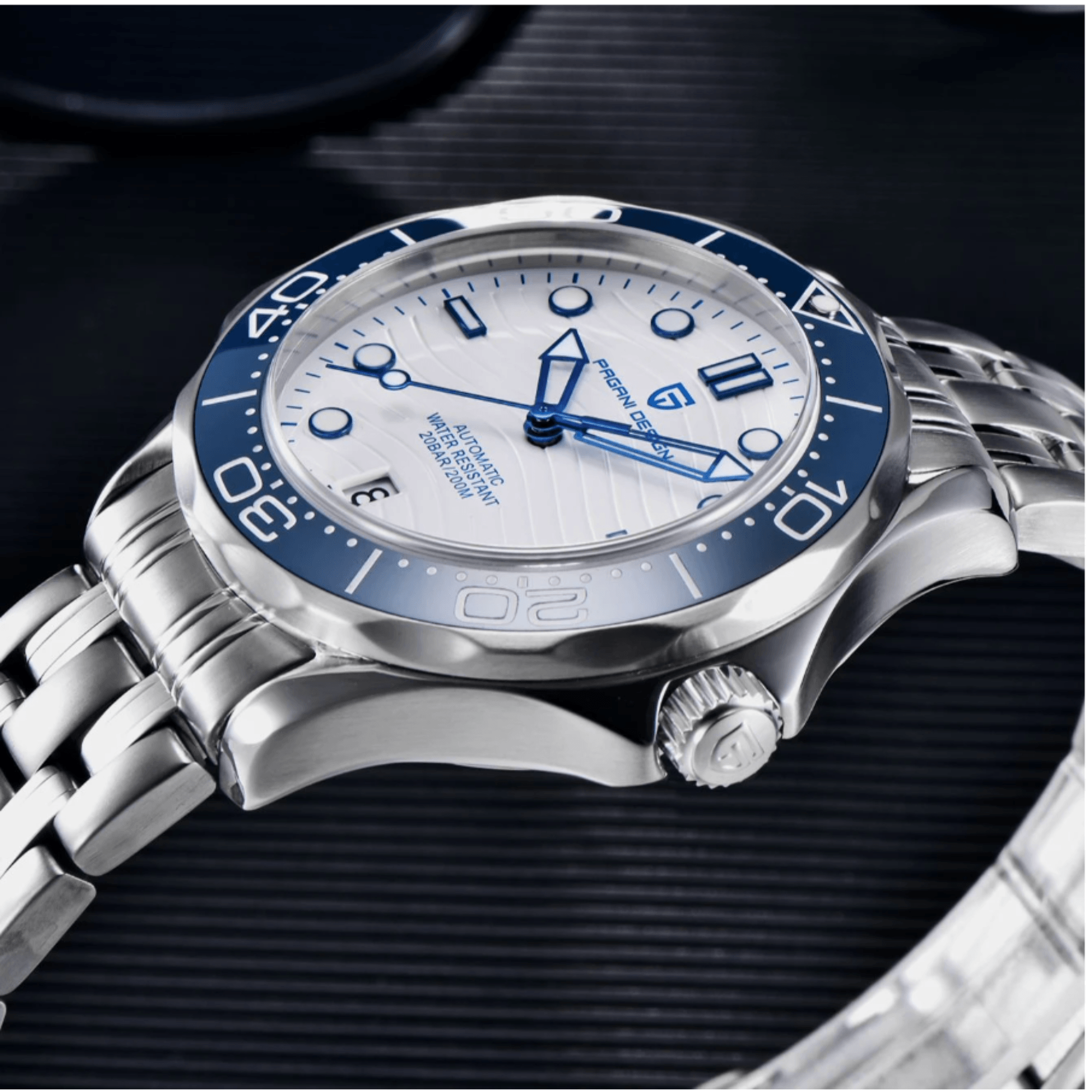 Pagani Design PD-1685 42MM Japanese NH-35 Automatic Movement Mechanical Watch 100M Waterproof Dive Watch Sapphire Stainless Steel Bracelet Watch Seamaster