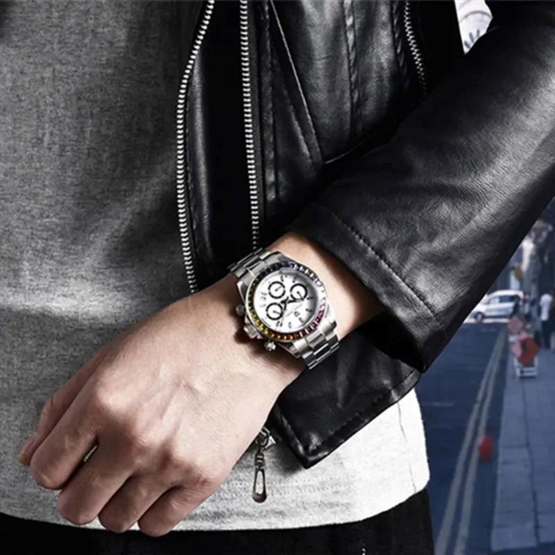 Pagani Design | Luxury | Waterproof Mechanical Automatic Movement SeikoVK63 | Stainless Steel Men's 40MM Watch Rainbow White