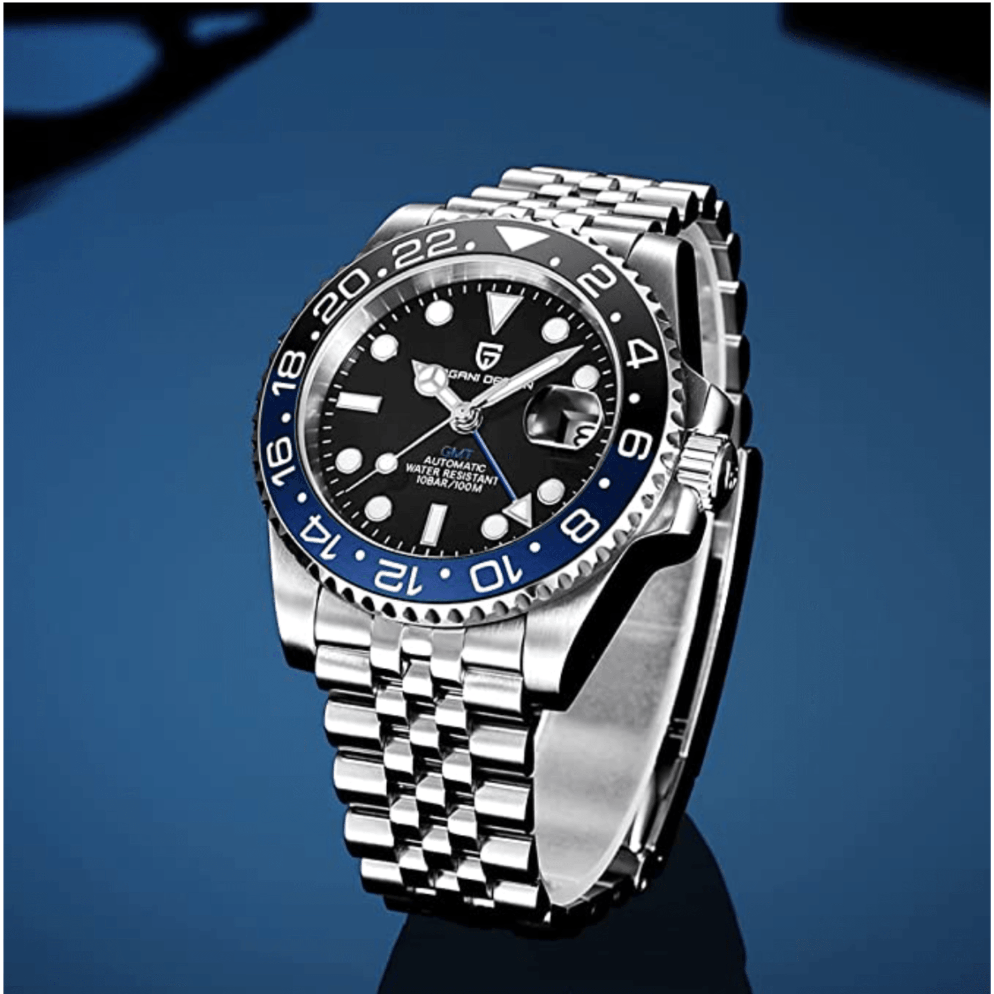 Pagani Design PD-1662 Seiko NH34 Movement equipped with AR AF Anti-Radiation Coating Automatic Watch Stainless Steel Men's Batman - Jubilee Bracelet