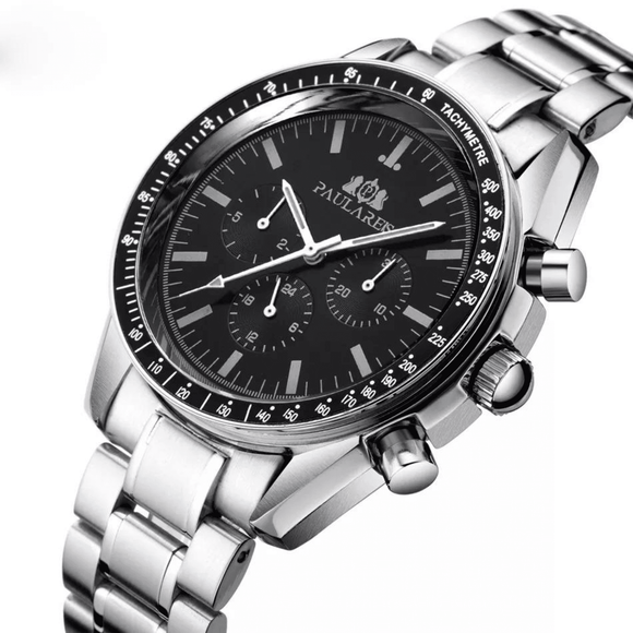PAULAREIS Speedmaster Homage Automatic Movement | Stainless Steel Dial Men's 40MM Watch | Black Dial Paularies watches india dream watches