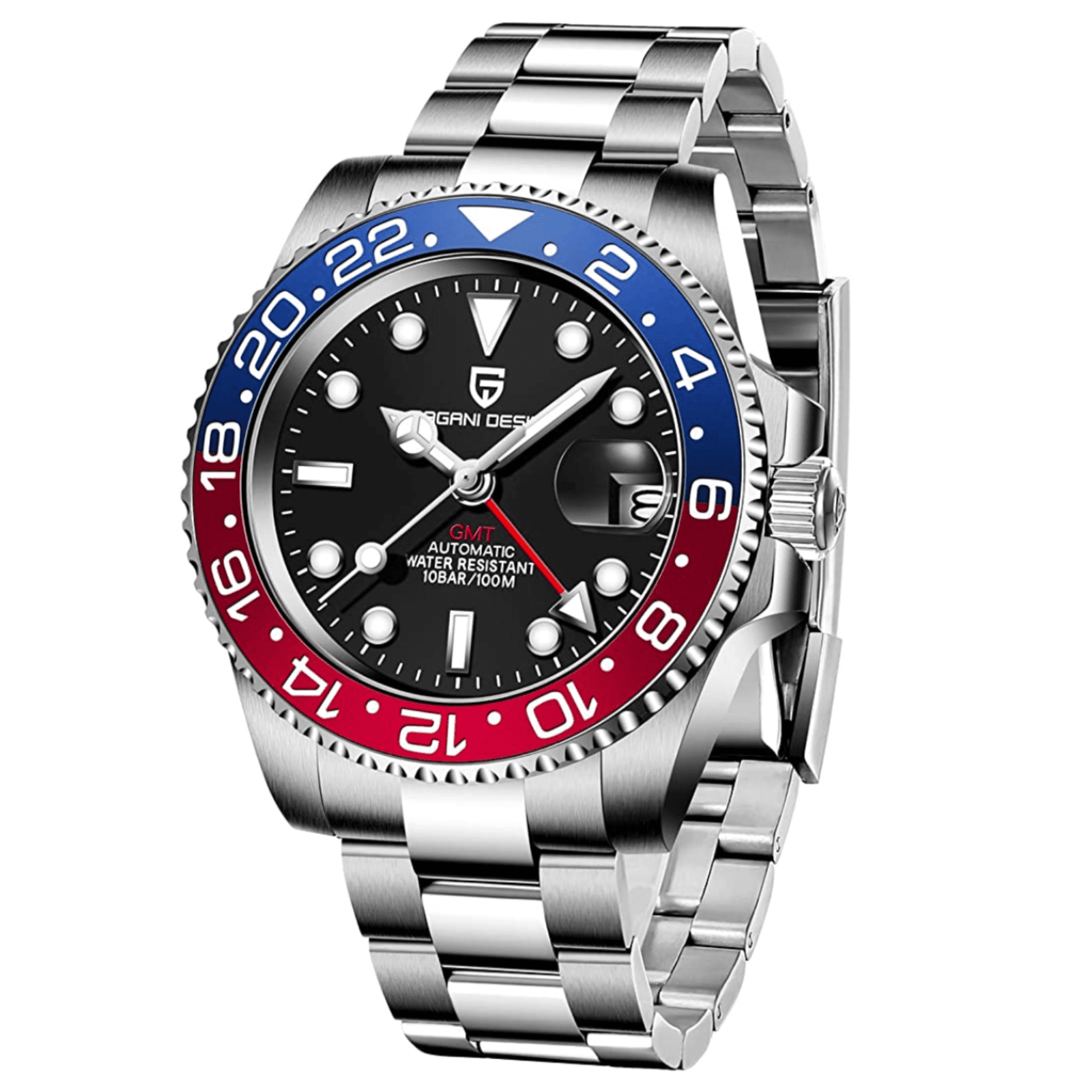 Pagani Design PD-1662 Seiko NH34 Movement equipped with AR AF Anti-Radiation Coating Automatic Watch Stainless Steel Men's Pepsi - Oyster Bracelet