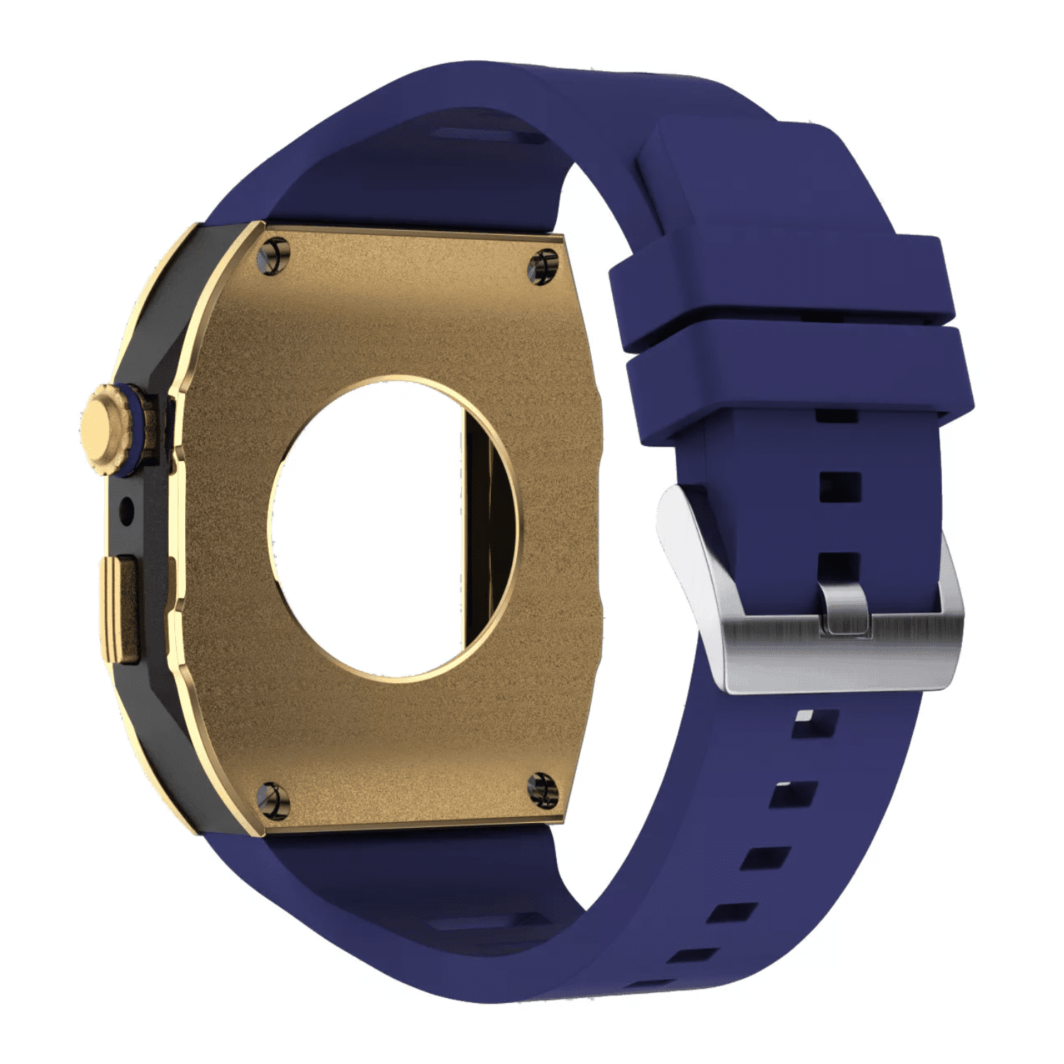 Golden Concept Style Case and Strap for Apple Watch | Luxury & Sporty Apple Watch Case & Fashion Accessory | Mod Kit Replacement for Apple Watch Series SE/3/4/5/67/8 45 mm| Golden Case - Blue Band mod kits india dream watches apple watch