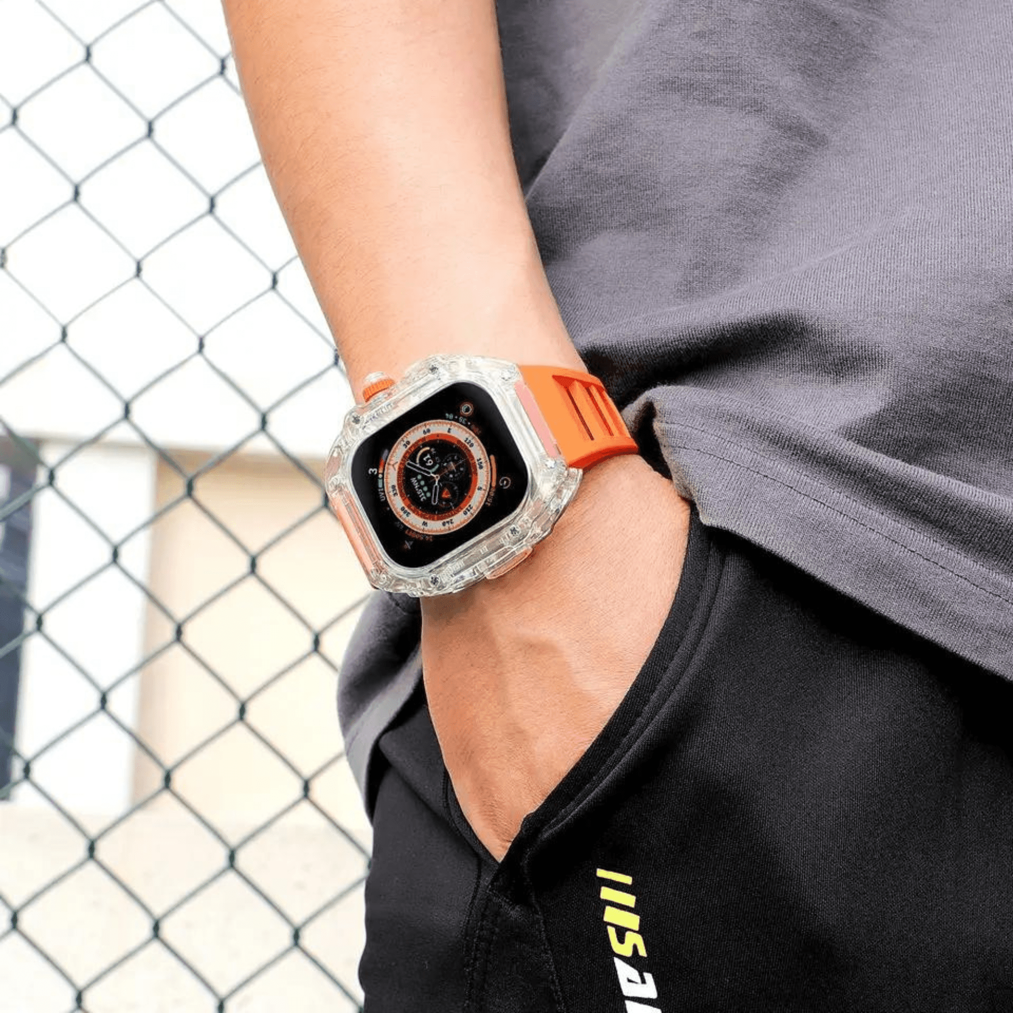 Mod Kit for Apple Watch | Luxury & Sporty Apple Watch Case | Replacement Apple Watch case for SE/3/4/5/6 accessory - 44 mm Bright Orange mod kits india dream watches apple watch