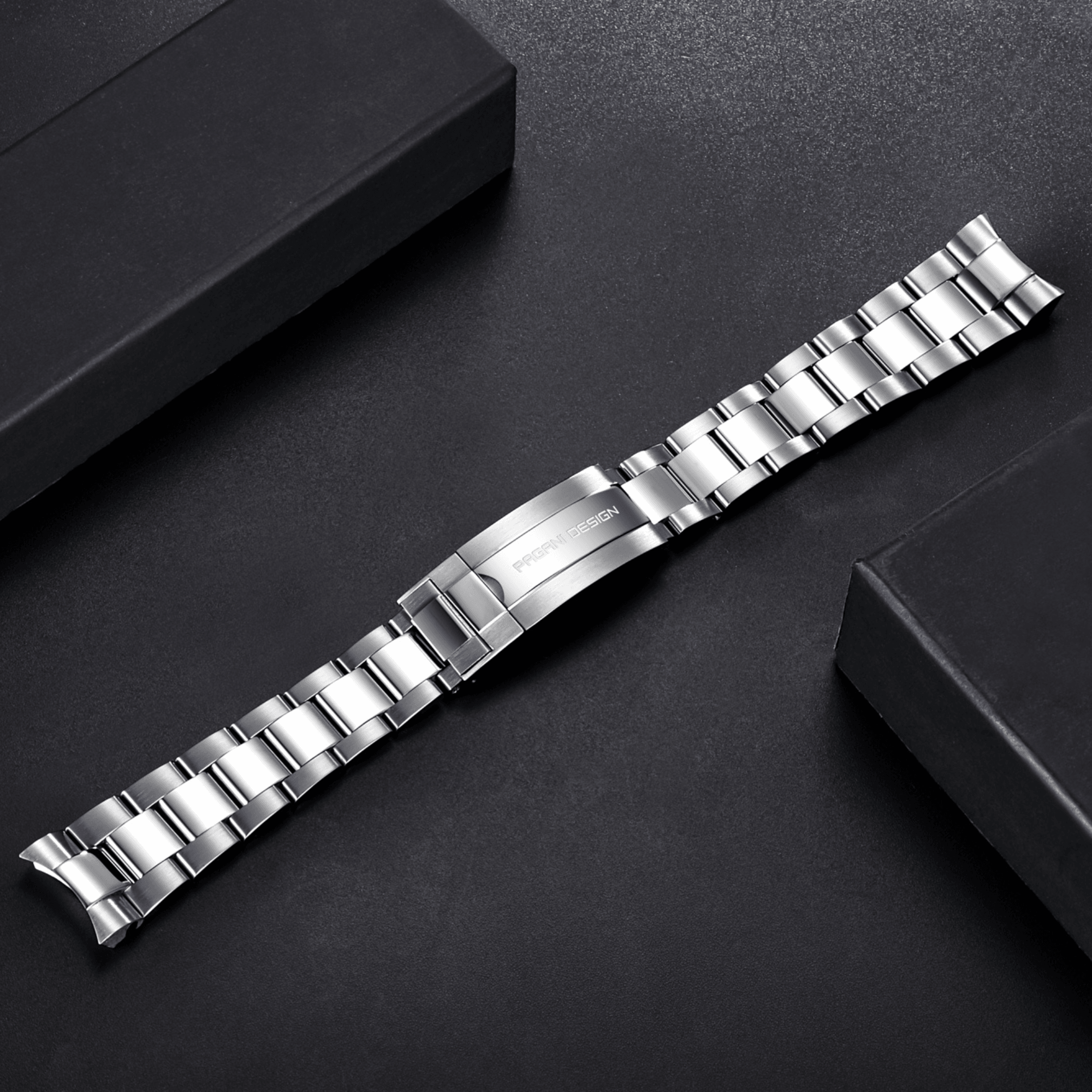 Pagani Design Luxury | Polished Stainless Steel 316L | Oyster Style Bracelet Silver - 20 mm