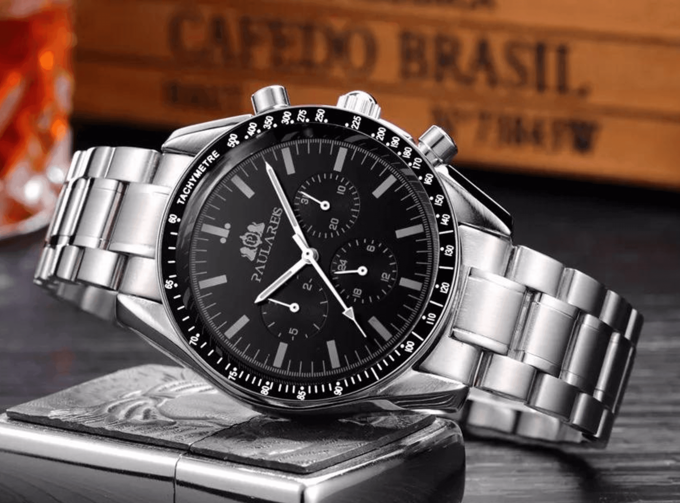 PAULAREIS Speedmaster Homage Automatic Movement Watch Black Dial