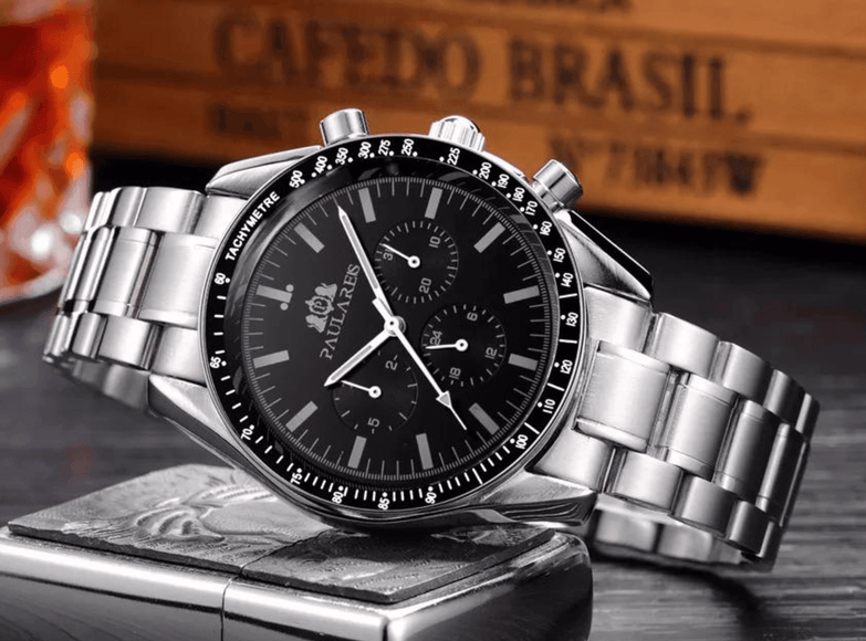 PAULAREIS Speedmaster Homage Automatic Movement | Stainless Steel Dial Men's 40MM Watch | Black Dial Paularies watches india dream watches