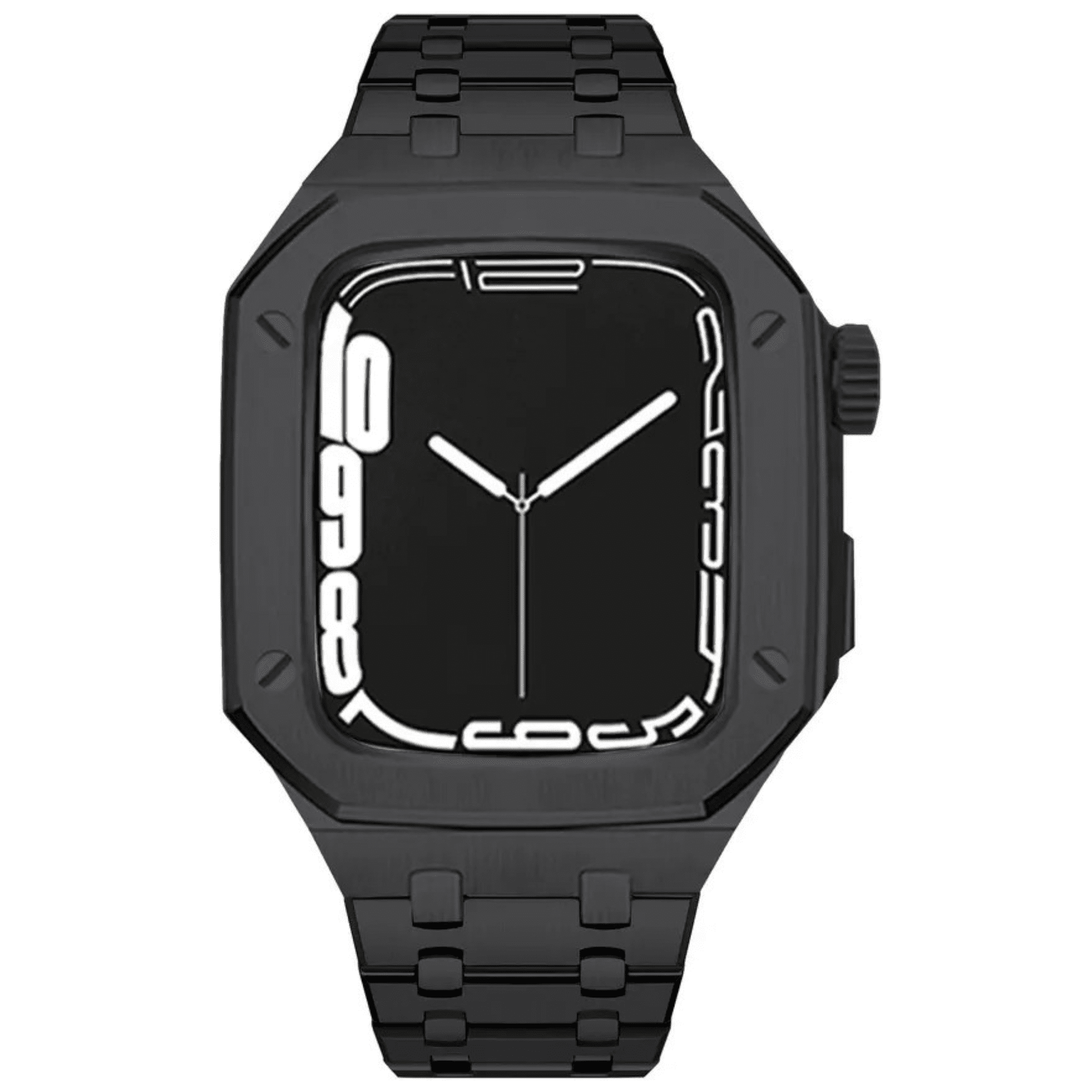 Luxury Metal Mod Kit for Apple Watch | Leather & Stainless Steel Straps | Apple Watch SE/3/4/5/6/7/8 accessory 44 mm| Carbon Black Case - Carbon Black Band mod kits india dream watches apple watch