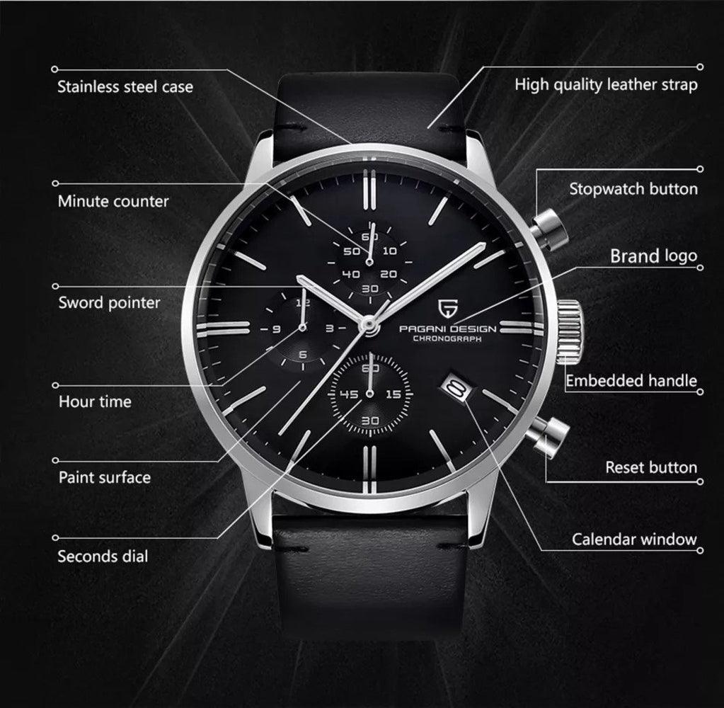 Pagani Design PD-2720K Chronograph (Movement Japanese VK67) | Stainless Steel Men's Luxury Watch Off White Dial - DREAM WATCHES