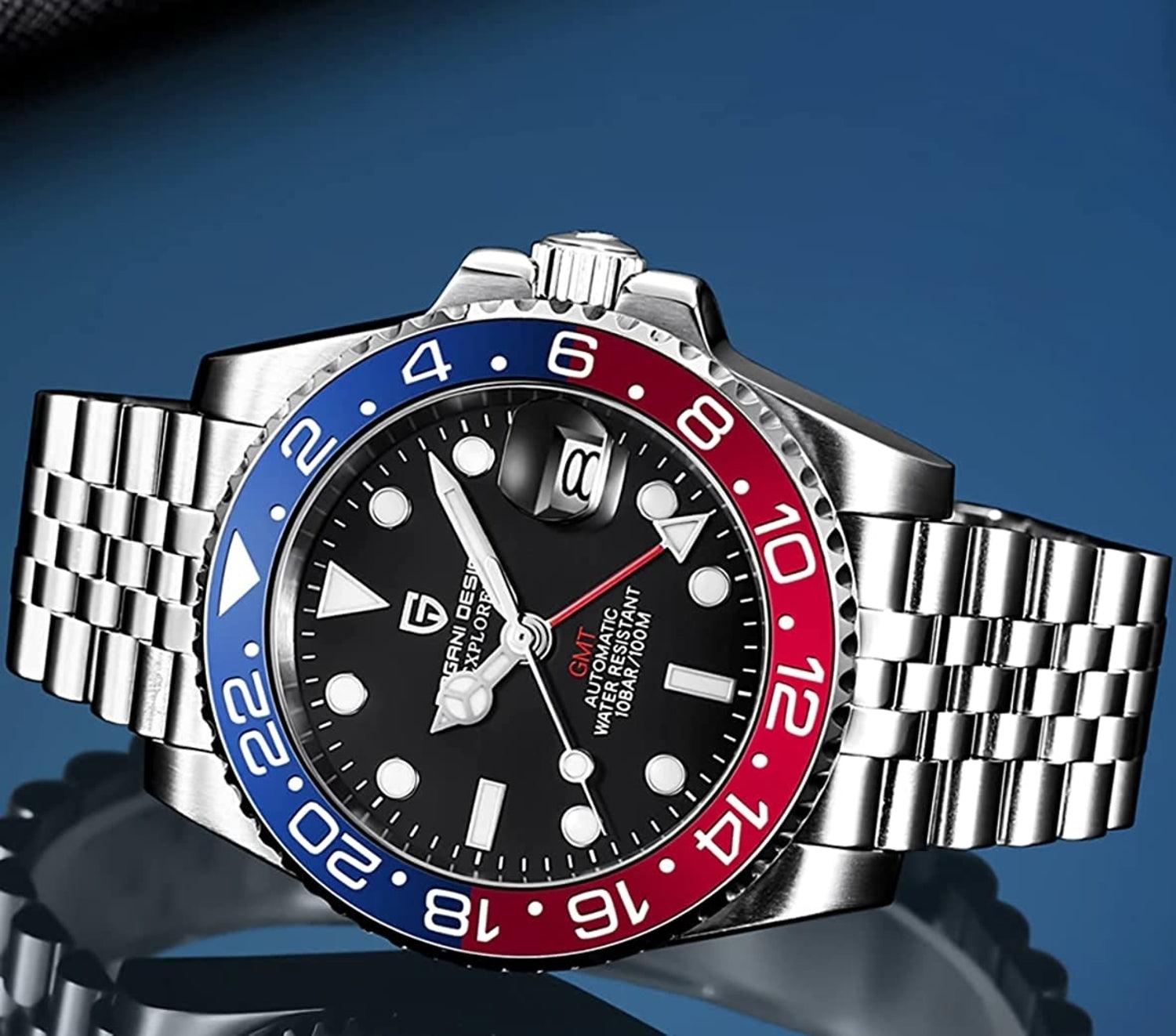 Pagani Design PD-1662 Waterproof Mechanical Automatic Watch Stainless Steel Men's 40MM Watch (Pepsi - Jubilee Bracelet) - DREAM WATCHES