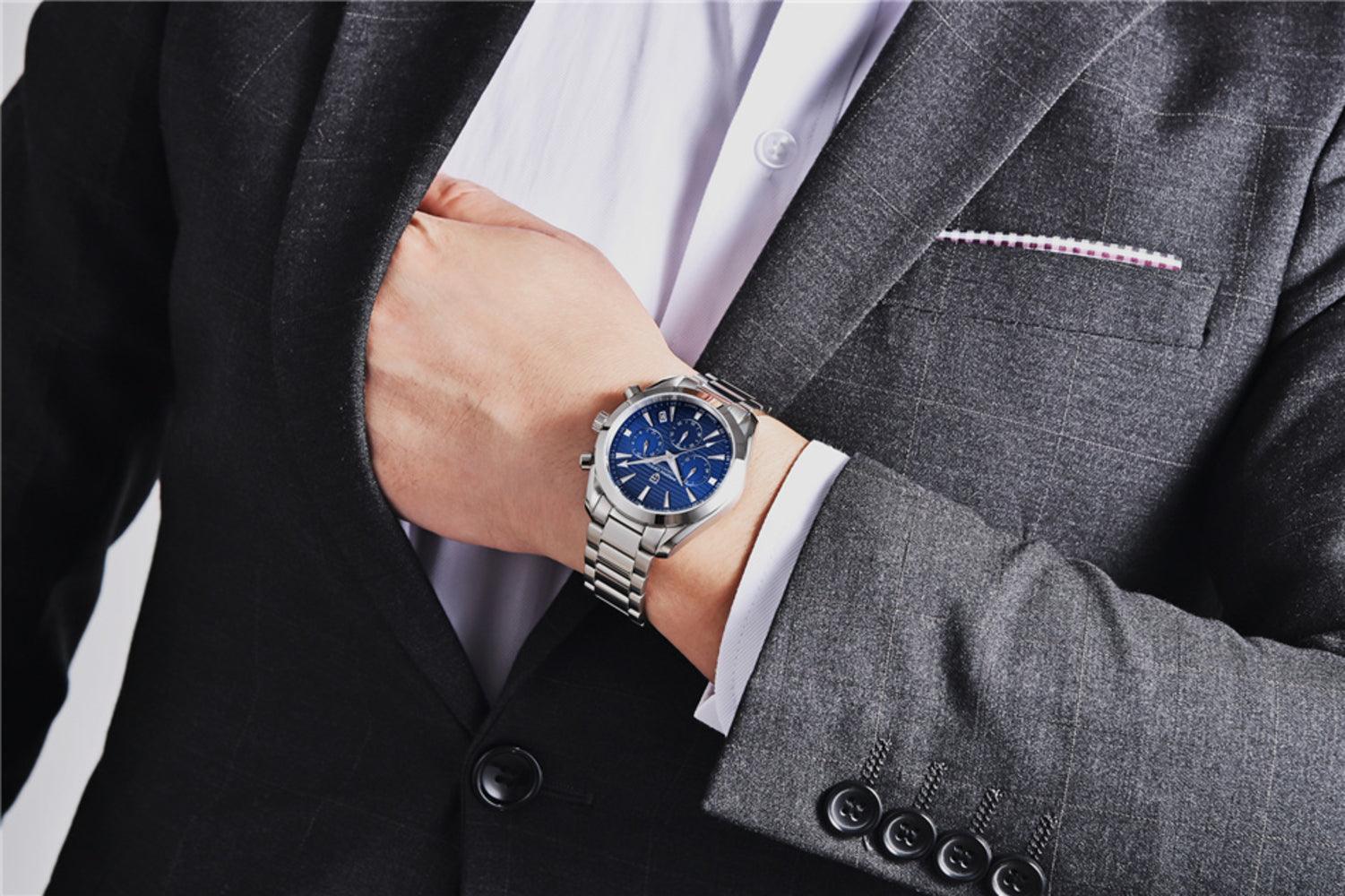 Pagani Design PD-1712 Chronograph Luxury Waterproof Stainless Steel Men's Watch 40MM Watch (Movement Japanese VK63) Blue Dial - DREAM WATCHES