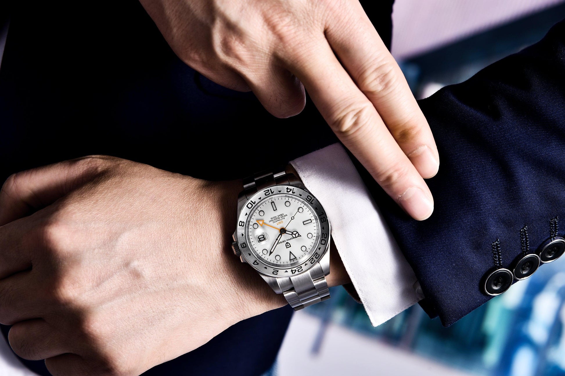 Pagani Design PD-1762 Seiko NH34 Movement equipped with AR AF Anti-Radiation Coating Automatic Watch Stainless Steel Men's GMT Explorer II - White
