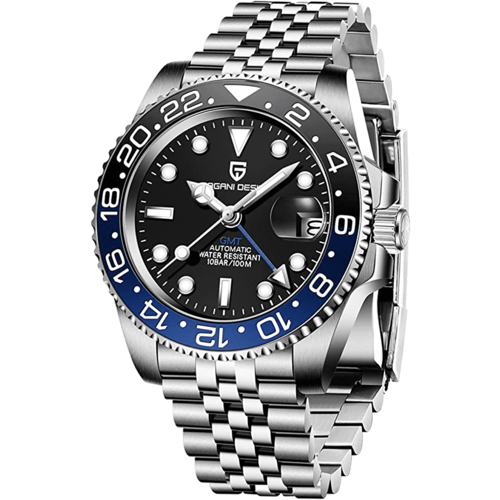 Pagani Design Mechanical Automatic Watch Stainless Steel Men's (Batman) 40MM Watch with Jubilee Bracelet Pagani Design watch india dream watches