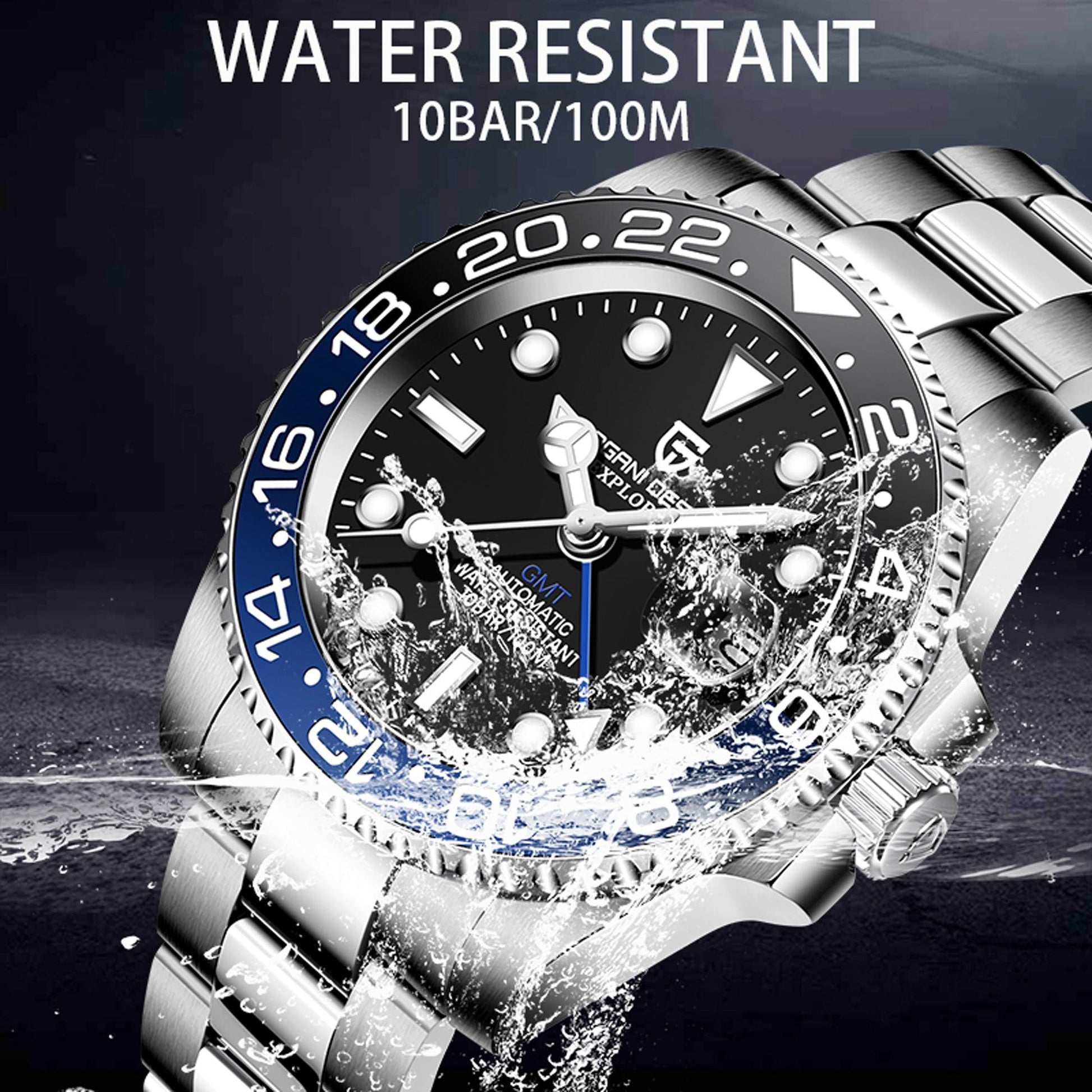 Pagani Design PD-1662 Seiko NH34 Movement equipped with AR AF Anti-Radiation Coating Automatic Watch Stainless Steel Men's Batman - Oyster Bracelet