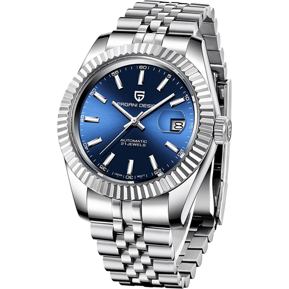 Pagani Design PD-1645 DateJust (Japan Miyota 8215 Automatic Movement) Mechanical Watch 200M Waterproof Watch Stainless Steel Watch Fluted Bezel (Blue Dial - Jubilee Bracelet) - DREAM WATCHES