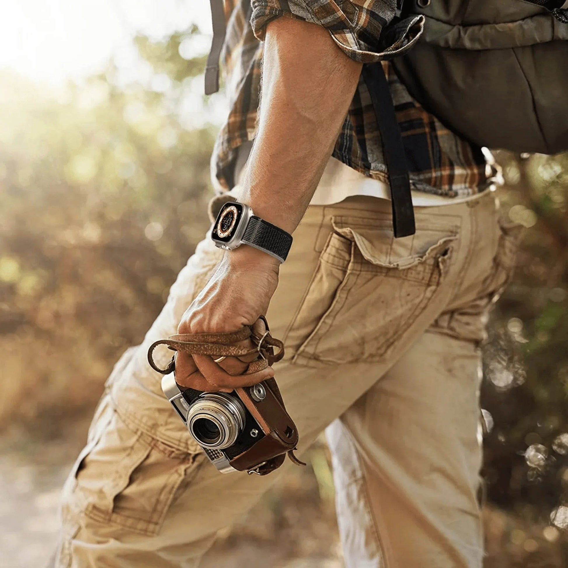 Conversion Kit for Apple Watch - Apple Watch 44 mm to Apple watch Ultra 49 mm: Titanium Style Case + Black Loop Band - DREAM WATCHES