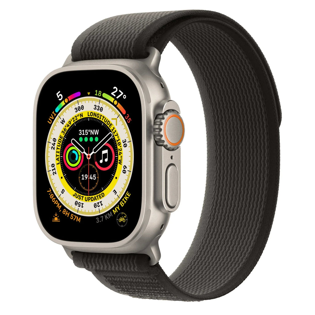Conversion Kit for Apple Watch - Apple Watch 44 mm to Apple watch Ultra 49 mm: Titanium Style Case + Black Loop Band - DREAM WATCHES