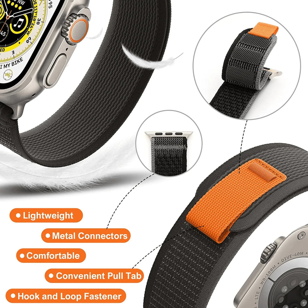 Conversion Kit for Apple Watch - Apple Watch 44 mm to Apple watch Ultra 49 mm: Titanium Style Case + Black Loop Band - DREAM WATCHES