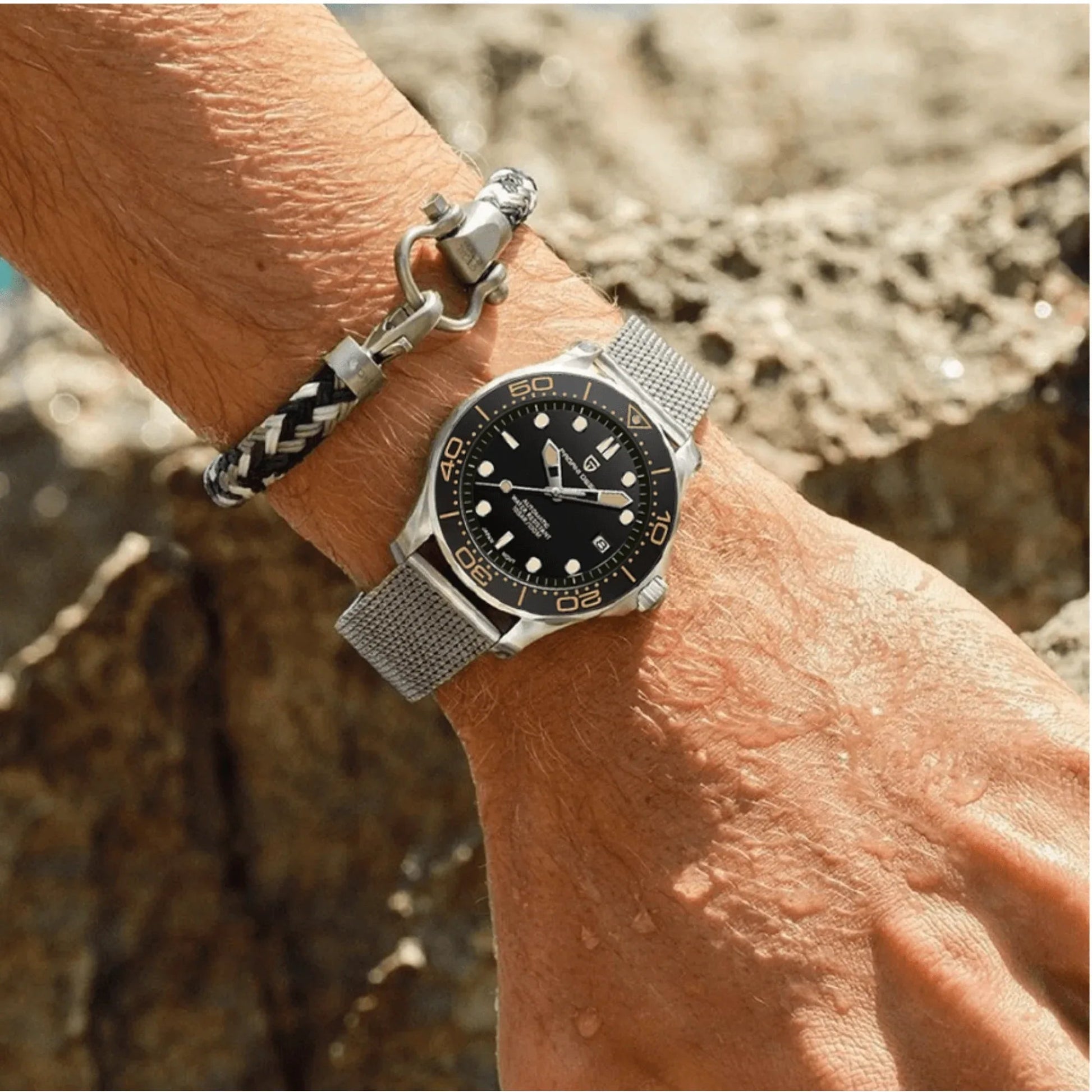 EMRYN Pagani Design Luxury | Polished Stainless Steel (316L) | Steel Mesh Style Bracelet (Silver) - 20 mm - DREAM WATCHES