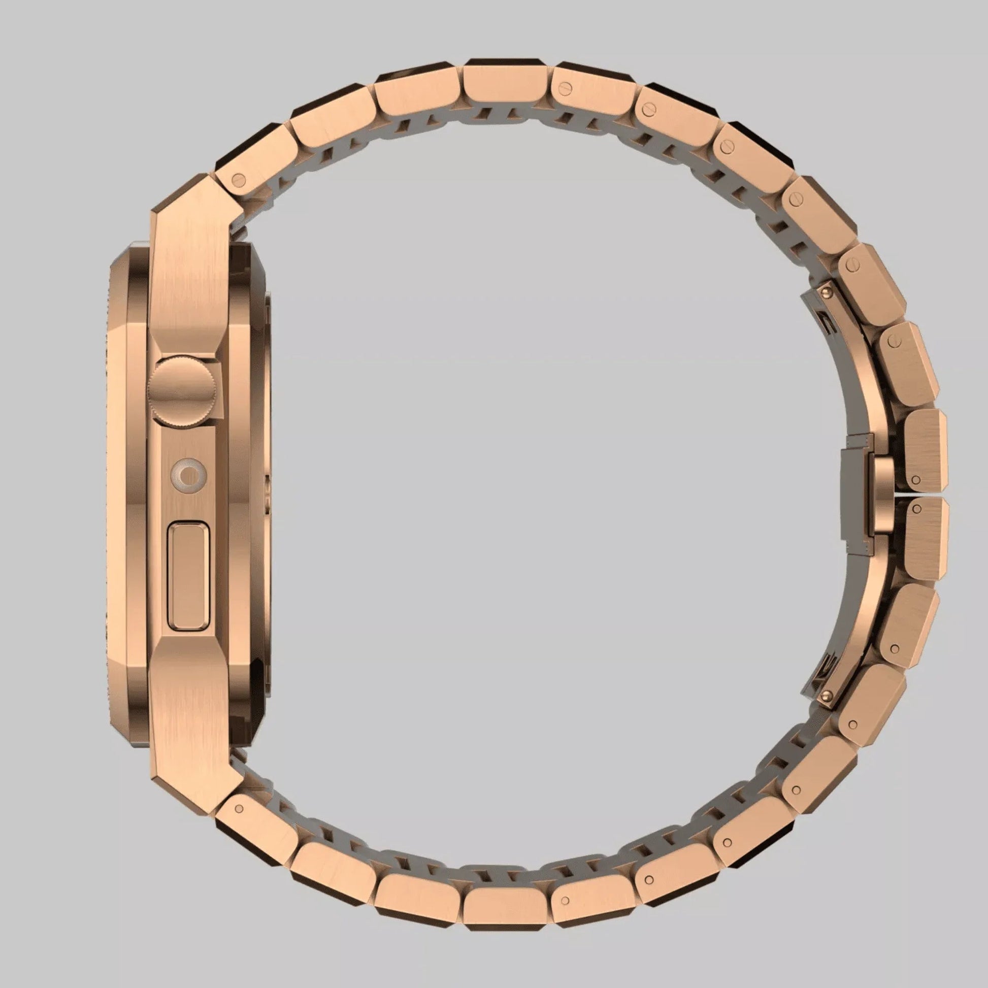 Luxury Metal Mod Kit for Apple Watch | Case with Jewels, Rubber & Stainless Steel Straps | Apple Watch SE/3/4/5/6/7/8 accessory - 45 mm| Rosè Gold Case - Rosè Gold Band - DREAM WATCHES